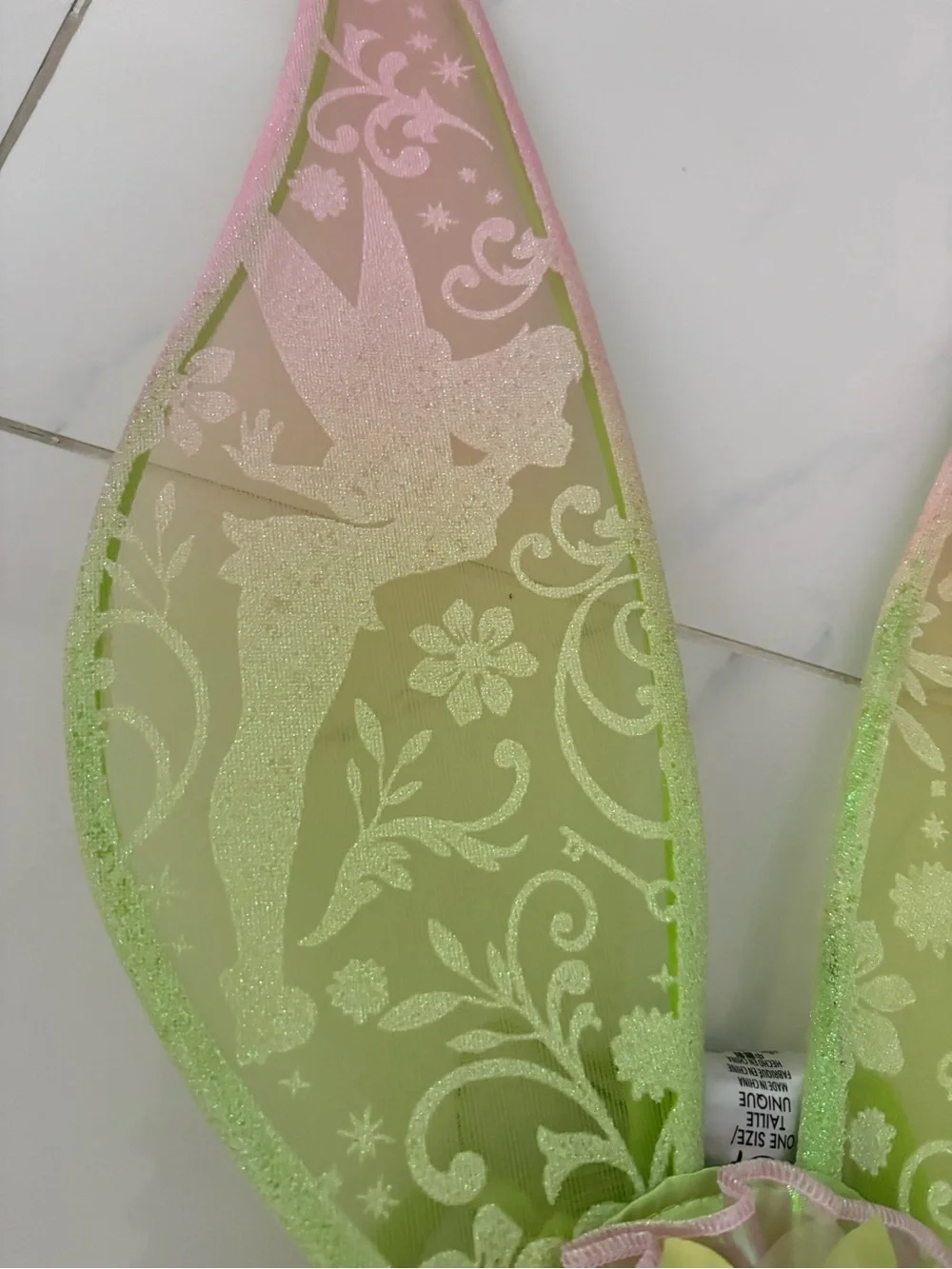 Disney Tinkerbell Fairy Wing Light-Up, One Size, Pink/Green Glitter